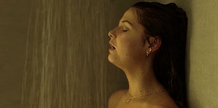 Stefanie Scott standing masturbate in the shower (SLMS0003)